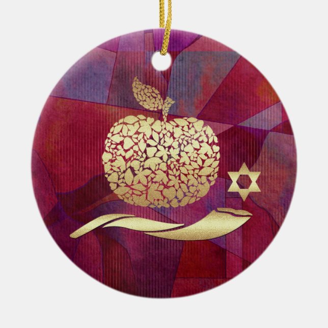 Custom Year Jewish New Year,Rosh Hashanah  Ceramic Ornament (Front)
