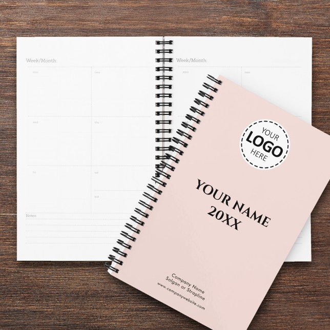 Custom Year, Logo, Name and Text, Blush Pink Diary Planner (Creator Uploaded)