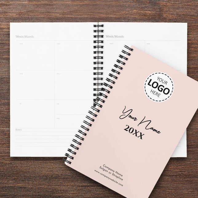 Custom Year, Logo, Name and Text, Blush Pink Diary Planner (Creator Uploaded)
