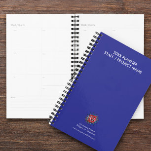 Custom Year, Logo, Text, Blue Diary Planner