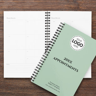 Custom Year, Logo,Text, Olive Green Appointment Planner