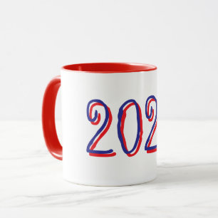 Custom Year Mug with Red and Blue Hand-Drawn 2025