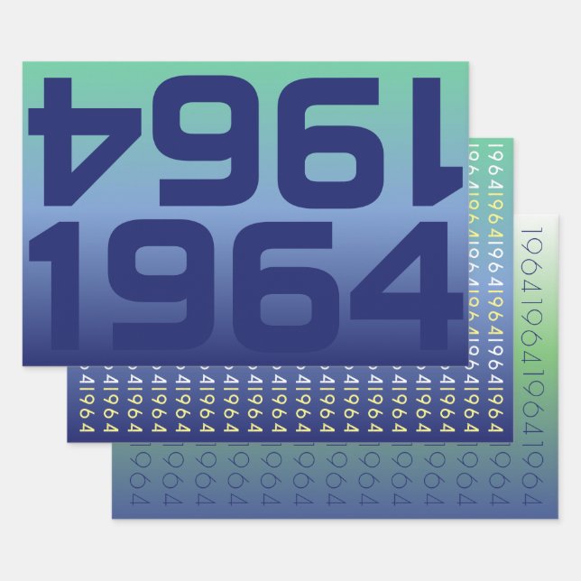 Custom Year Space Blue Gradient Wrapping Paper Set (Set)