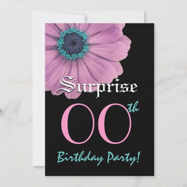 Custom Year SURPRISE Birthday Template Pink Daisy (Front)