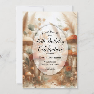 Custom Year Terracotta Toadstool Woodland Birthday Invitation