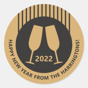 Custom year & text Champagne Classic Round Sticker