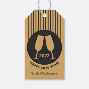 Custom year & text Champagne gift tags