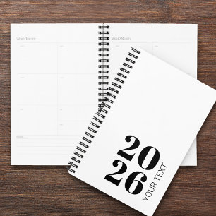 Custom Year, Text, Logo, Web URL, White Diary Plan Planner