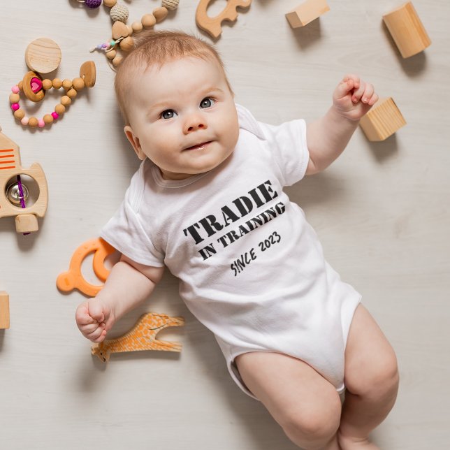Custom Year "Tradie in Training" Funny Baby Bodysuit (Creator Uploaded)