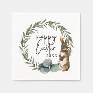 Custom Year Watercolor Easter Wreath Napkin