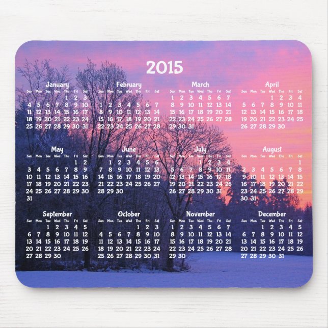 Custom Yearly Calendar 2015 Mouse Pads Winter (Front)