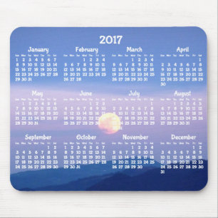 Custom Yearly Calendar 2017 Mouse Pads Full Moon