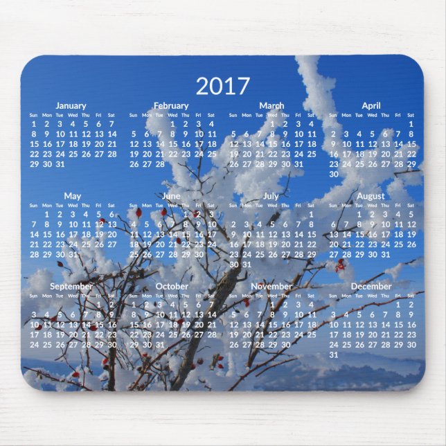 Custom Yearly Calendar 2017 Mouse Pads Winter (Front)