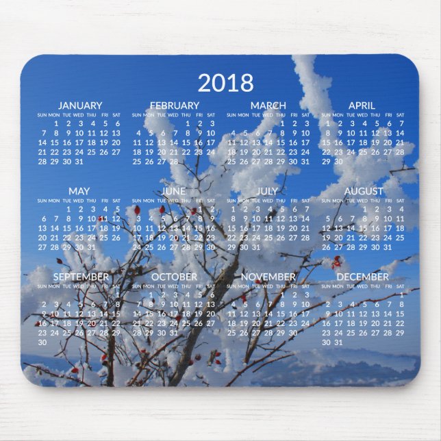 Custom Yearly Calendar 2018 Mouse Pads Winter (Front)