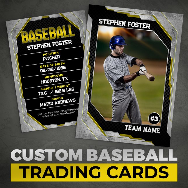 Custom Yello Baseball Trading Card Baseball Player (Creator Uploaded)
