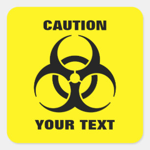 Custom Yellow Biohazard Symbol Warning Sign Square Sticker