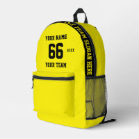 Custom yellow black Name, Number, Team Sport