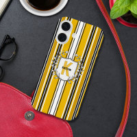 Custom Yellow Black Stripes Monogram