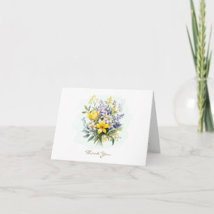 Custom Yellow Blue Floral Thank You Card