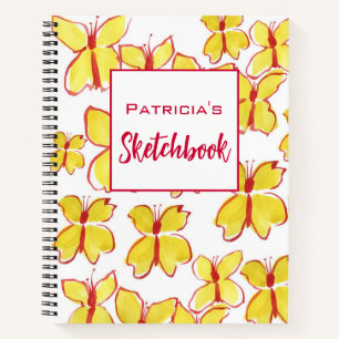 Custom Yellow Butterfly Sketchbook  Notebook