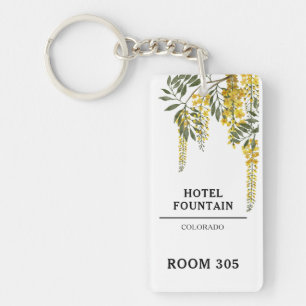 Custom Yellow Floral Hotel or Motel Key Ring