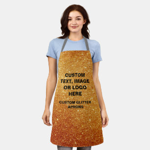 Custom Yellow Gold Glitter Aprons, Create Your Own Apron