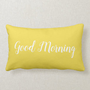 Custom Yellow Good Morning Navy Blue Good Night Lumbar Cushion