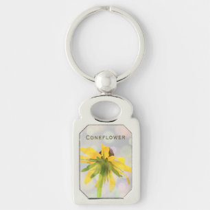 Custom Yellow Green Coneflower Wild Floral Photo Key Ring