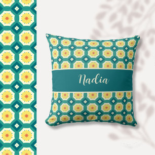 Custom Yellow Green Moroccan Pattern Cushion