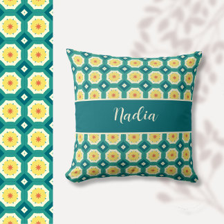 Custom Yellow Green Moroccan Pattern Cushion