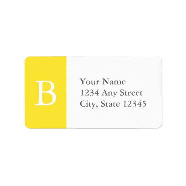 Custom Yellow & Grey Monogrammed Address Labels (Front)
