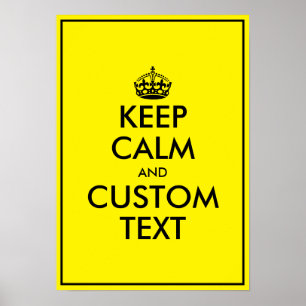 Custom yellow keep calm wall poster template