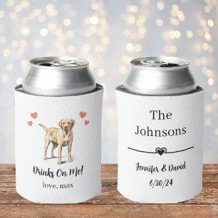 Custom Yellow Lab Pet Wedding Can Cooler