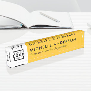 Custom Yellow Modern Minimalist Business Logo Nameplate