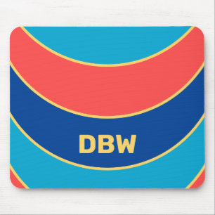 Custom Yellow Monogram on Colourful Mouse Pad