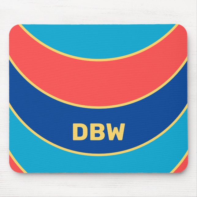 Custom Yellow Monogram on Colourful Mouse Pad (Front)