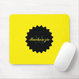 Custom Yellow Mouse Pad with Name and Initial