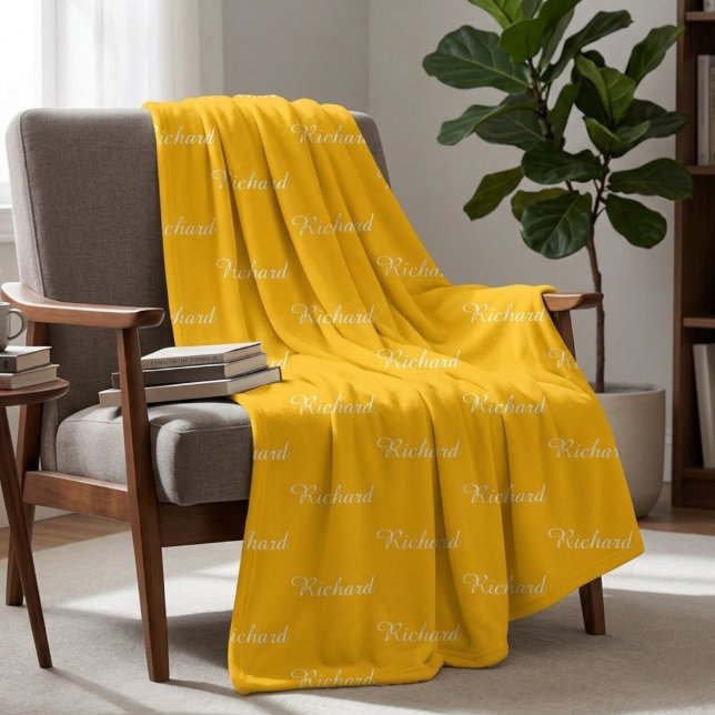Custom Yellow Name Blanket – Sun Yellow Cozy Throw (Creator Uploaded)