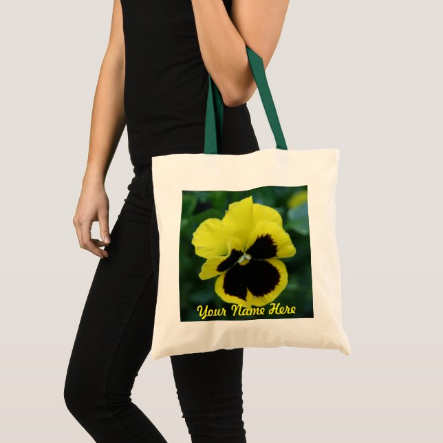 Custom Yellow Pansy Flower Tote Bag (Front (Product))