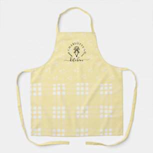 Custom Yellow Plaid Kitchen Whisk & Pastry Bag Apron