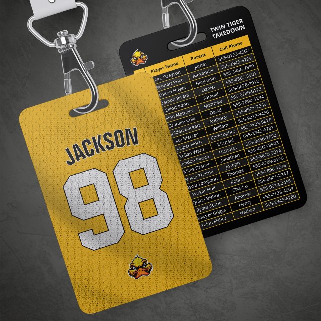 Custom Yellow Player Team Roster Card Sport Badge ID Badge (Creator Uploaded)