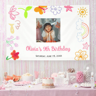 Custom Yellow Purple Birthday Banner