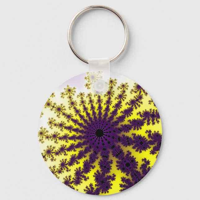 Custom Yellow Purple Burst Keychain (Front)
