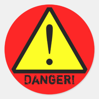 Custom Yellow, Red & Black  Warning Symbol Sticker