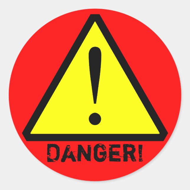 Custom Yellow, Red & Black  Warning Symbol Sticker (Front)