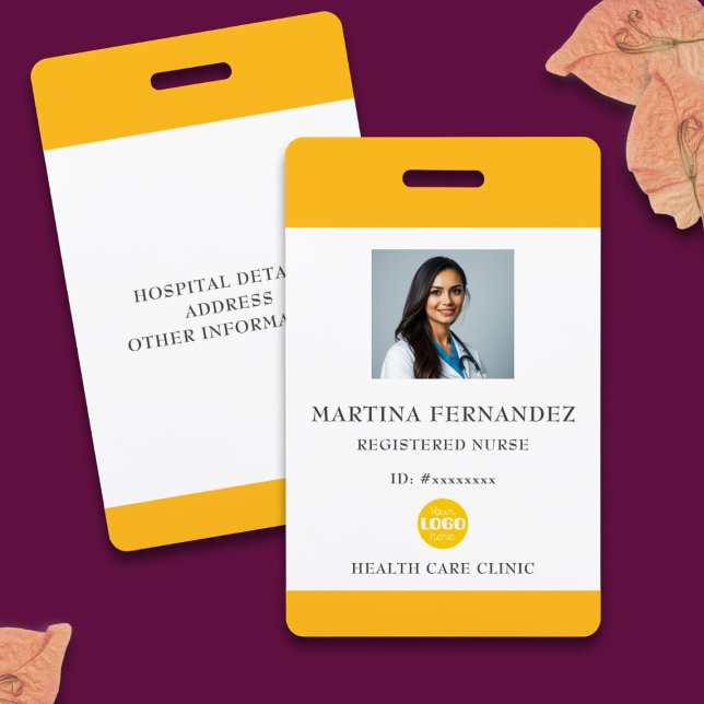 Custom Yellow Registered Nurse Photo ID ID Badge (Creator Uploaded)