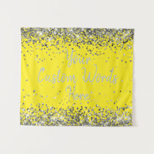 Custom Yellow & Silver Birthday Party Photo Booth Tapestry