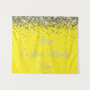 Custom Yellow & Silver Birthday Party Photo Booth Tapestry
