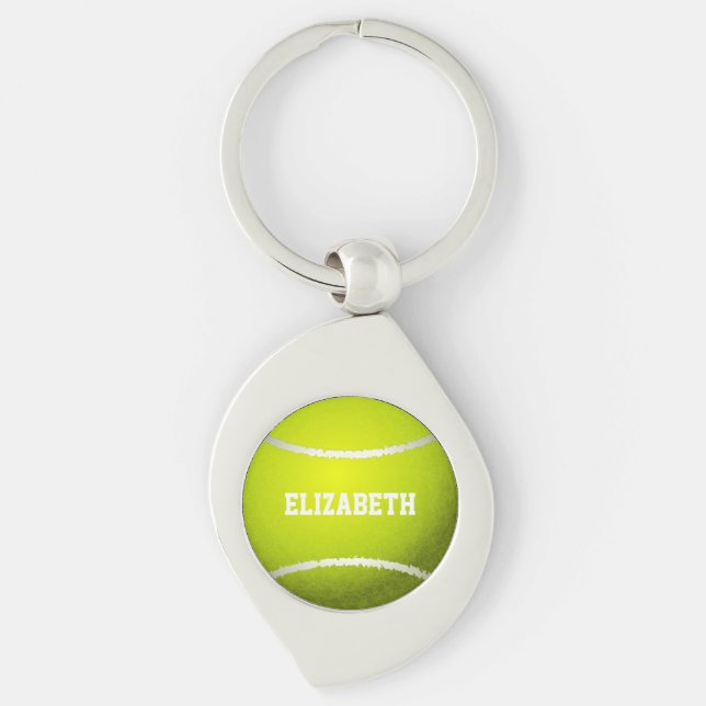 Custom Yellow Tennis Ball Key Ring (Front)
