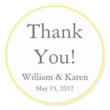 Custom Yellow Thank You Stickers and Favour Labels